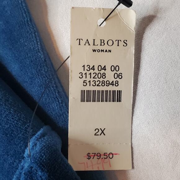 Talbots Womens Size 2X NWT Velour Pull On Ankle Pants Straight Leg Blue - Picture 10 of 10